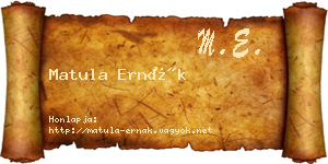 Matula Ernák névjegykártya