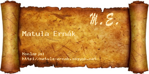 Matula Ernák névjegykártya